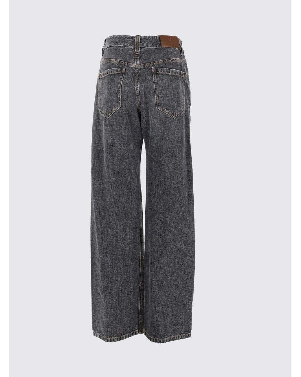 Brunello Cucinelli Black Mid-Rise Wide-Leg Cotton Denim Jeans With Monili Detail
