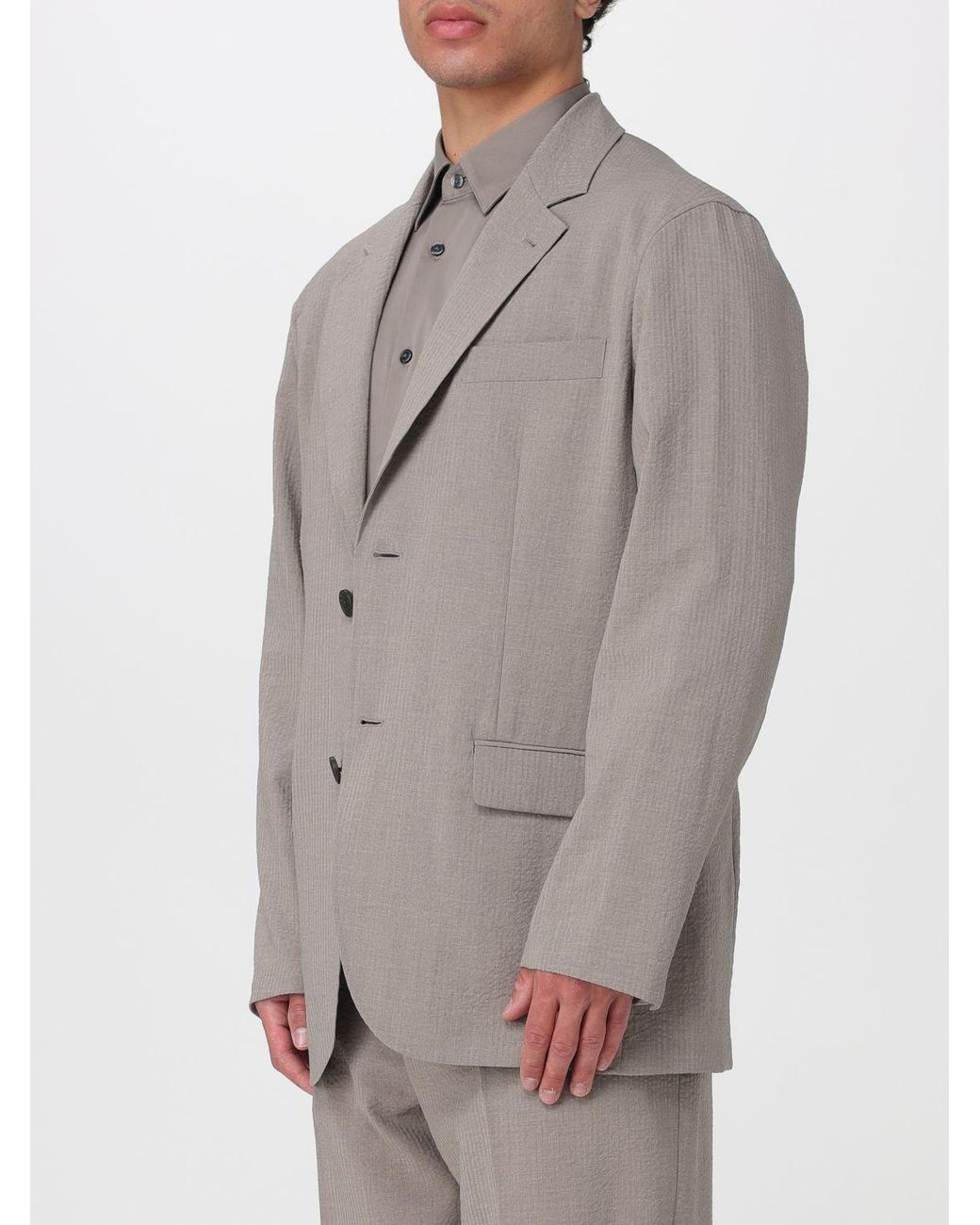 Emporio Armani Gray Single-Breasted Polyester Blazer for men
