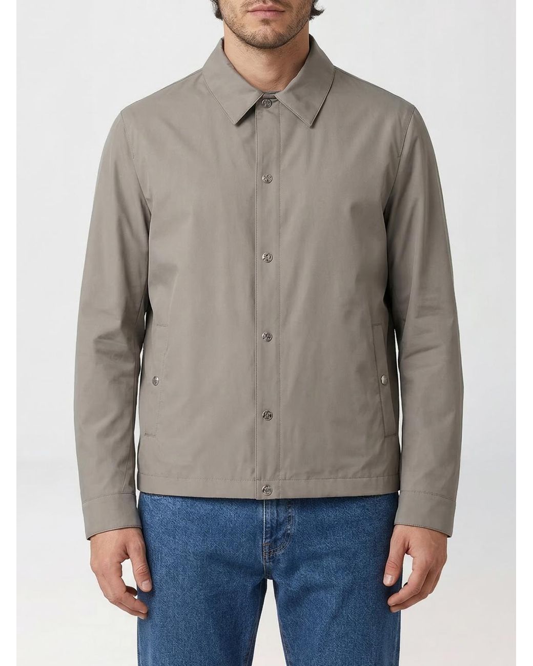 Brunello Cucinelli Gray Silk Shirt Jacket for men