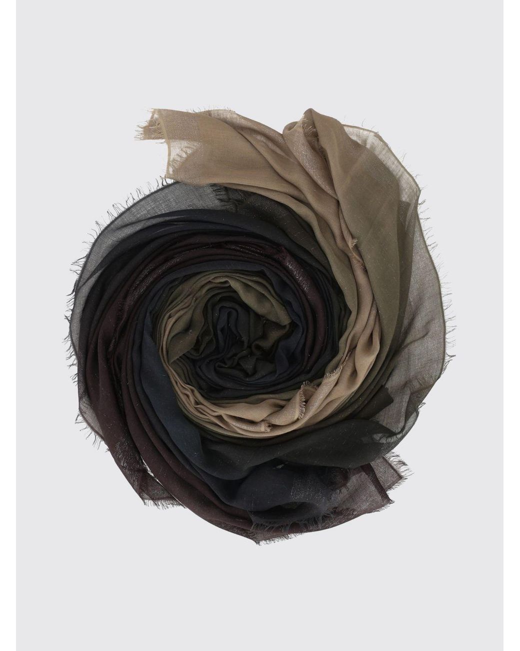Faliero Sarti Gray Cashmere Blend Scarf With Abstract Pattern And Fringed Hem