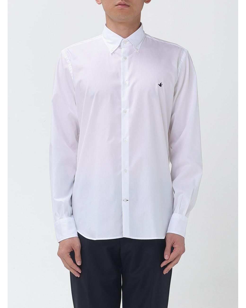 Brooksfield White Classic Cotton Poplin Shirt for men