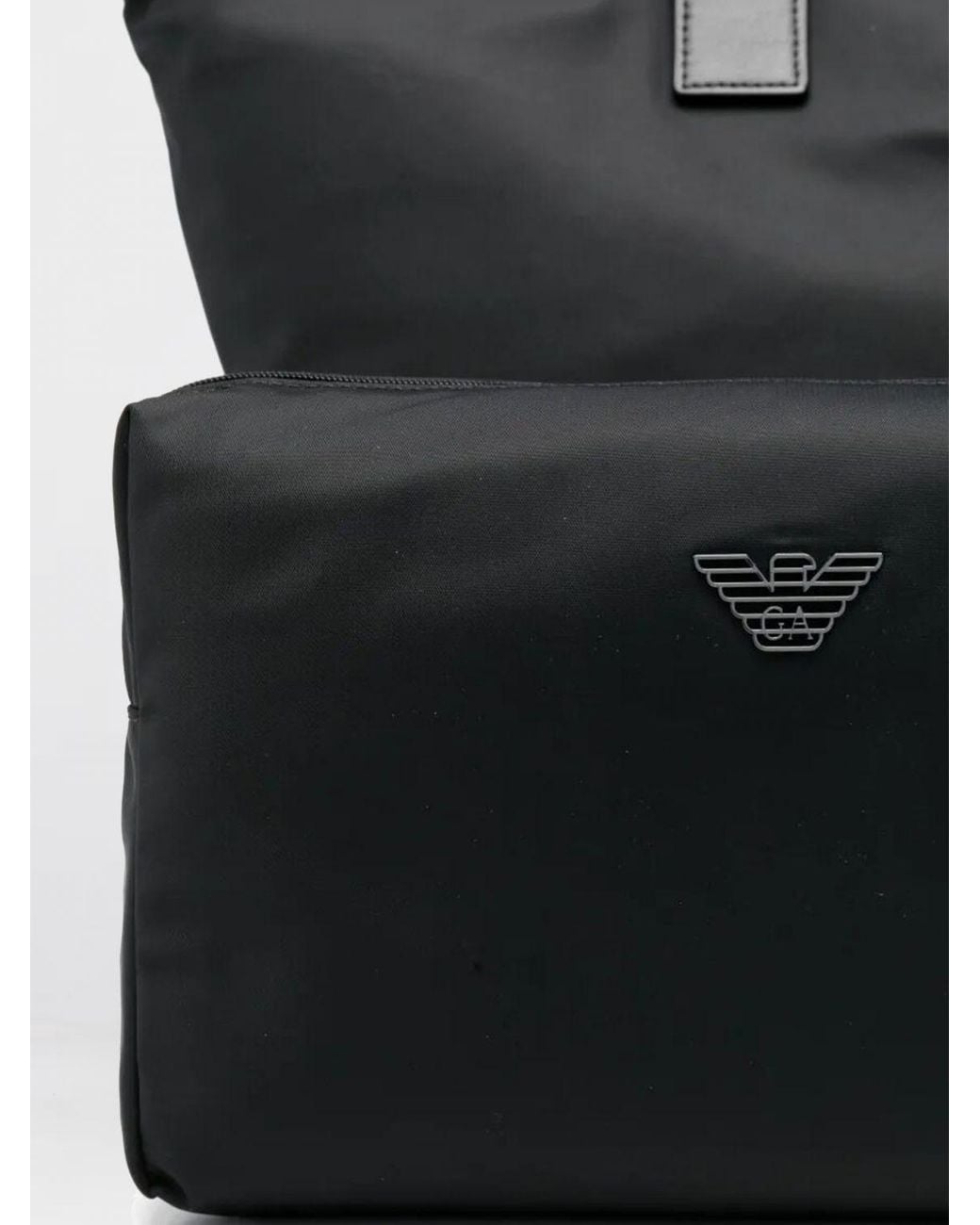 Emporio Armani Black Medium Recycled Nylon Shopping Bag for men