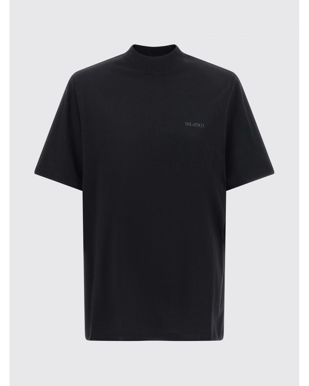 The Attico Black Cotton Crewneck T-Shirt With Dropped Shoulders And Tone-On-Tone Logo