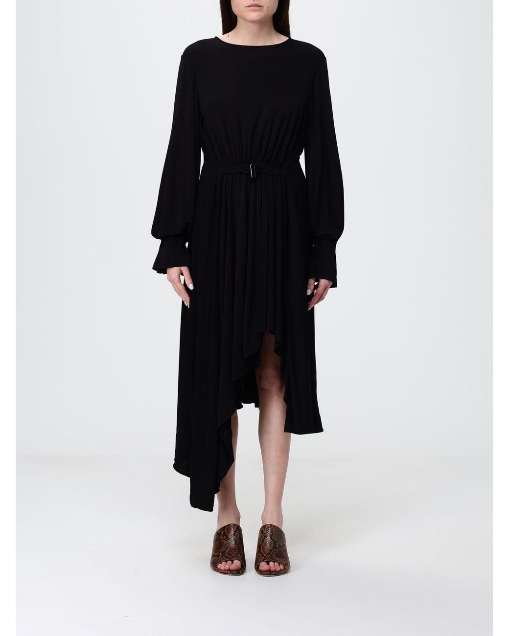 Loewe Black Asymmetric Viscose Dress