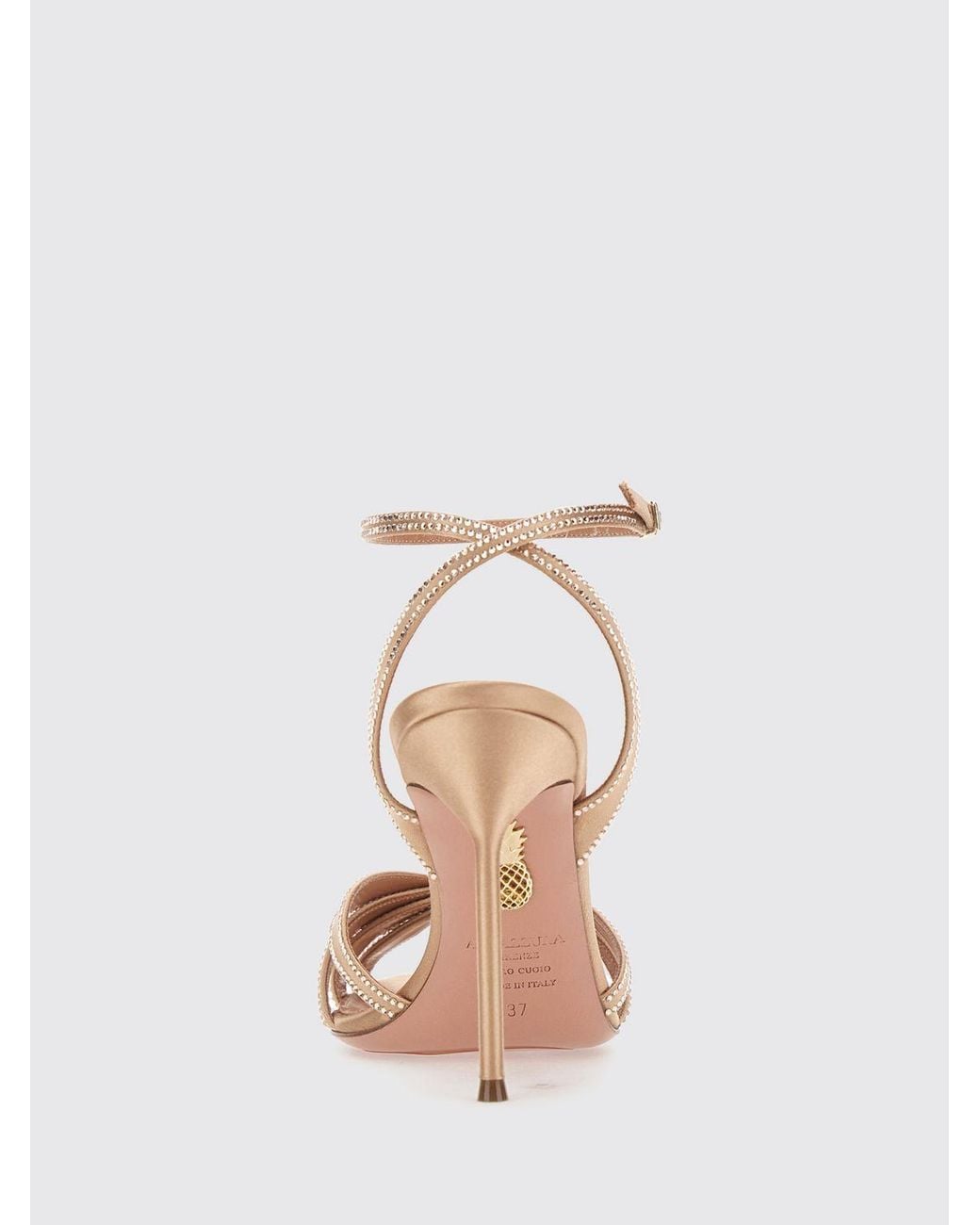 Aquazzura Natural Soulmate Crystal-Embellished Satin High-Heel Sandals