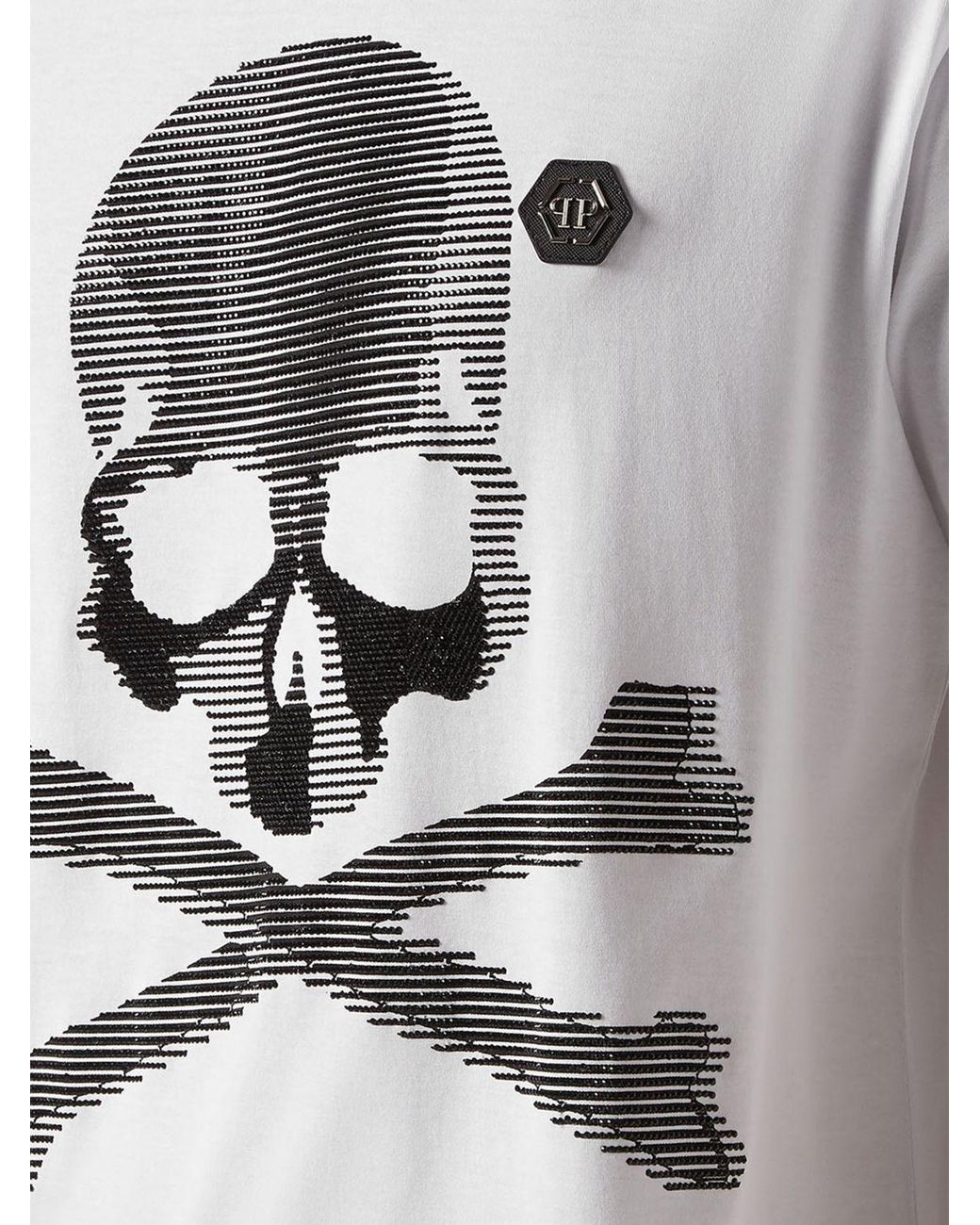 Philipp Plein White Short-Sleeved Cotton T-Shirt With Skull Print for men