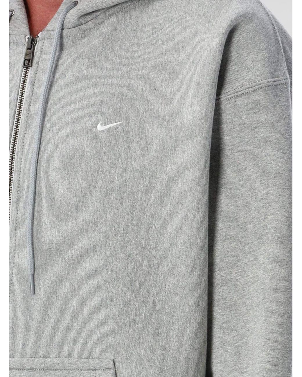 Nike Gray Cotton Blend Hooded Sweatshirt for men