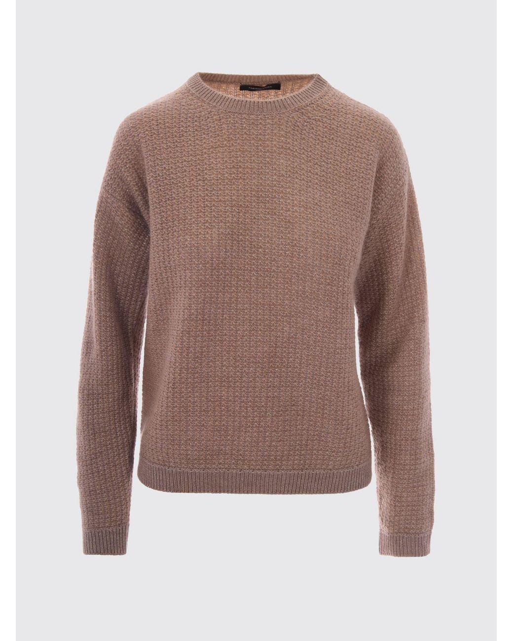 Fabiana Filippi Brown Wool-Blend Crewneck Sweater With Long Sleeves And Dropped Shoulders
