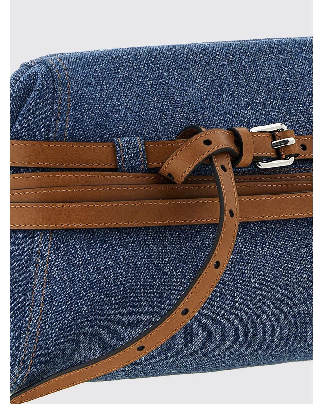 Moschino Couture Blue Tie Me Denim Clutch Bag With Removable Strap