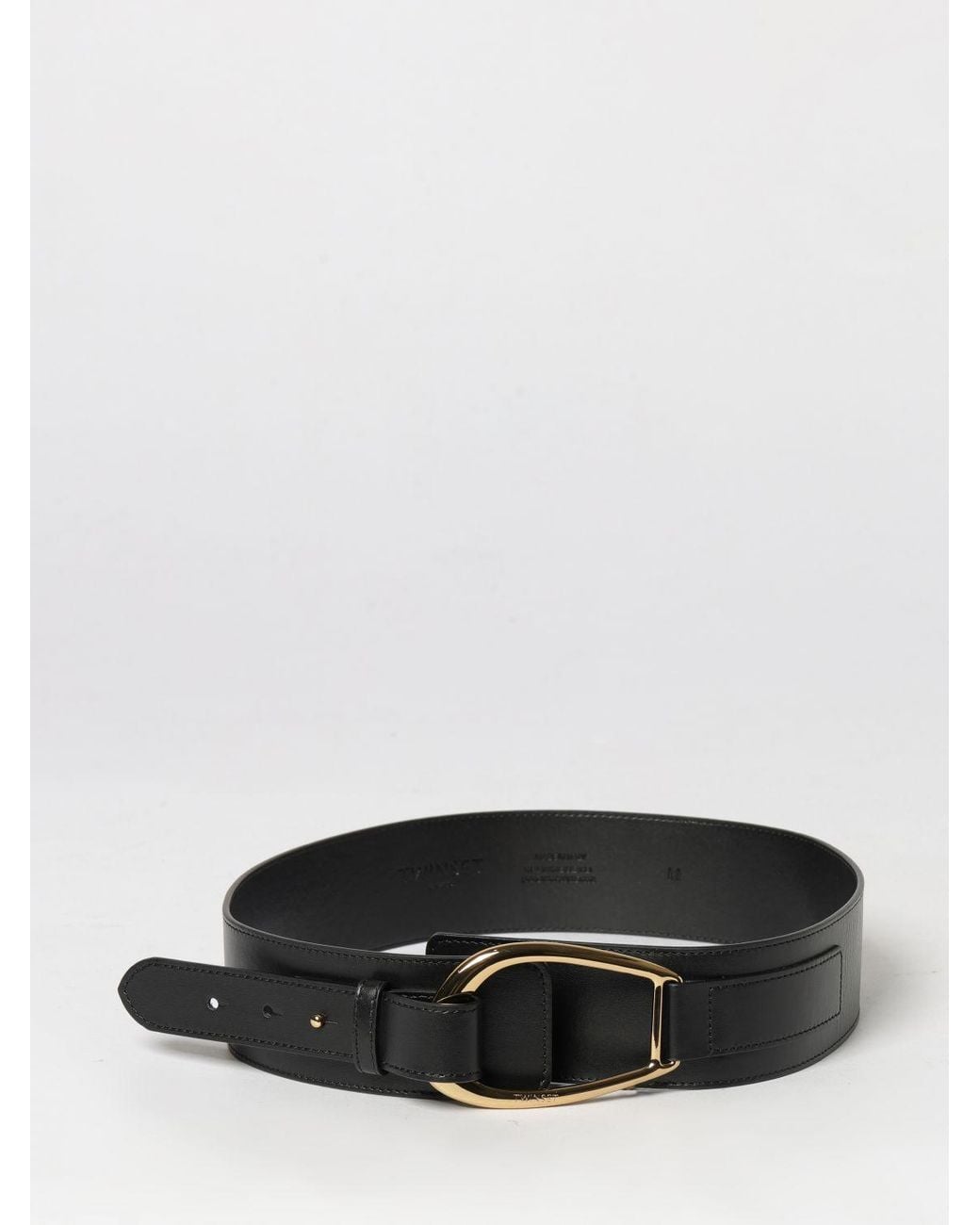 Twinset White High-Waist Leather Belt With Engraved Logo Interlocking Buckle