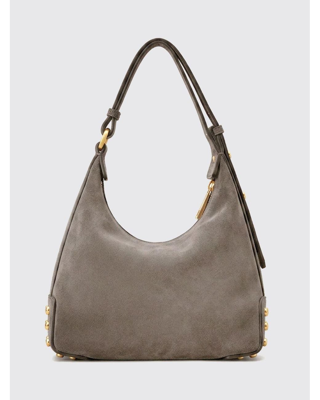 Tod's Gray Metal Dots Suede Calfskin Shoulder Bag With Adjustable Handle
