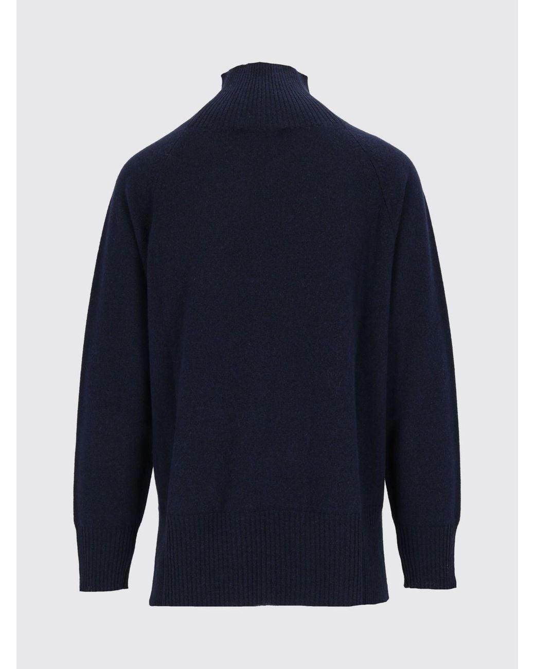 Kangra Blue Wool Long-Sleeved Roll Neck Jumper With Ribbed Trims