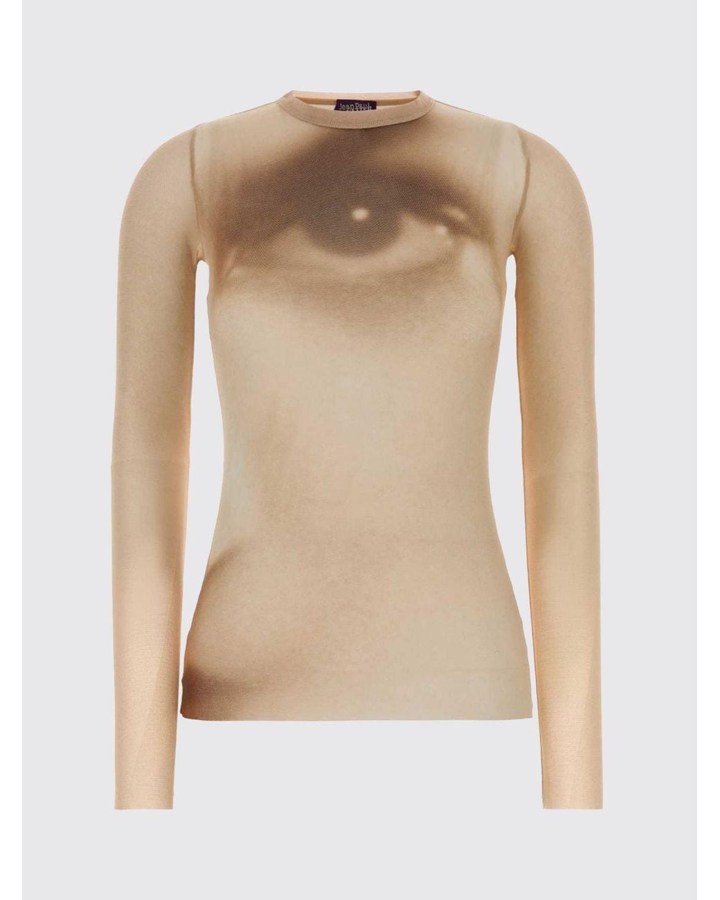 Jean Paul Gaultier Natural Graphic Print Long-Sleeved Top