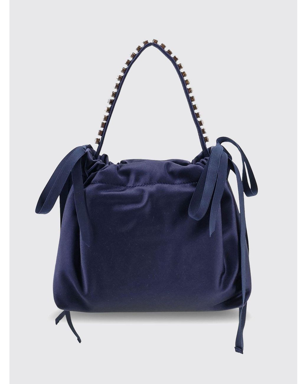 Jimmy Choo Blue Mini Satin Bucket Bag With Jewelled Handle