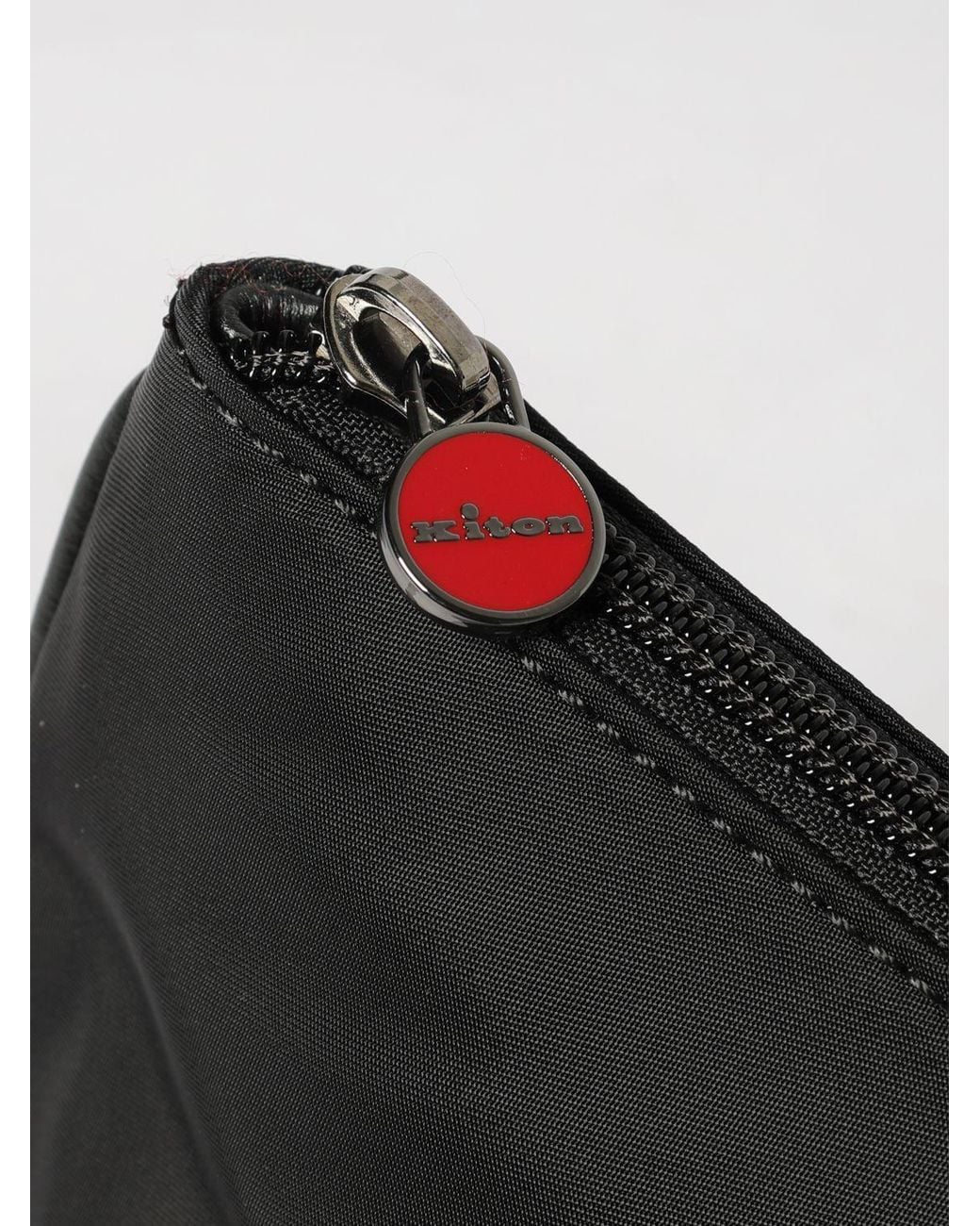 Kiton Dokumentenmappe Aus Nylon Mit Abnehmbarer Handschlaufe Und Metall-Logo in Black für Herren