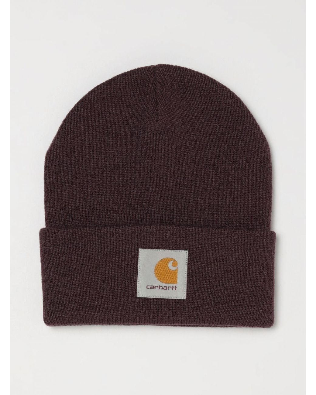 Carhartt Brown Acrylic Beanie Hat With Cuffed Brim And Embroidered Logo for men