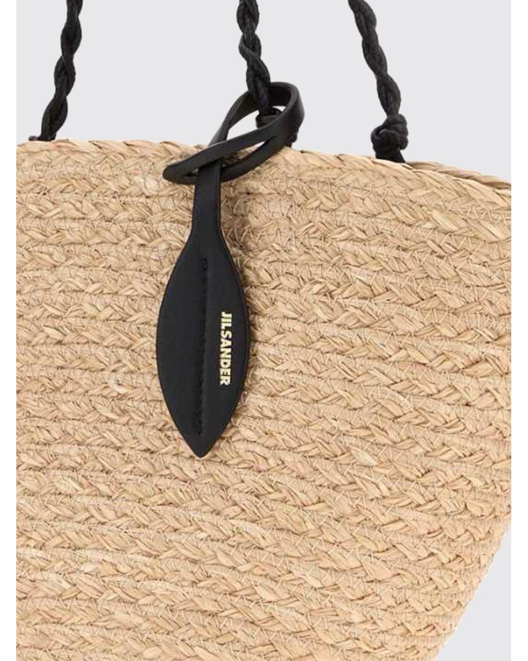 Jil Sander Natural Small Tangle Raffia Tote Bag With Braided Handle
