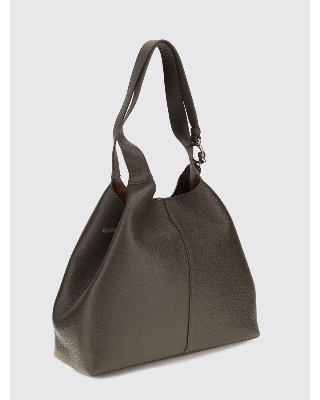 Coccinelle Black C-Easy Flared Tumbled Leather Shoulder Bag With Double Handle