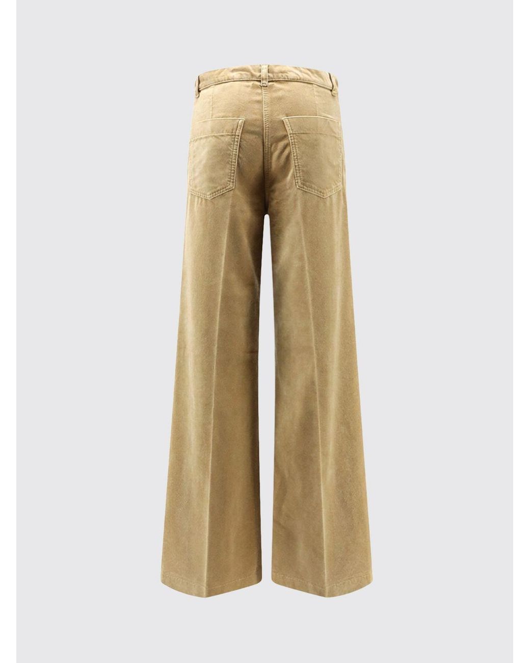 Aspesi Natural High-Waisted Wide-Leg Cotton Corduroy Trousers