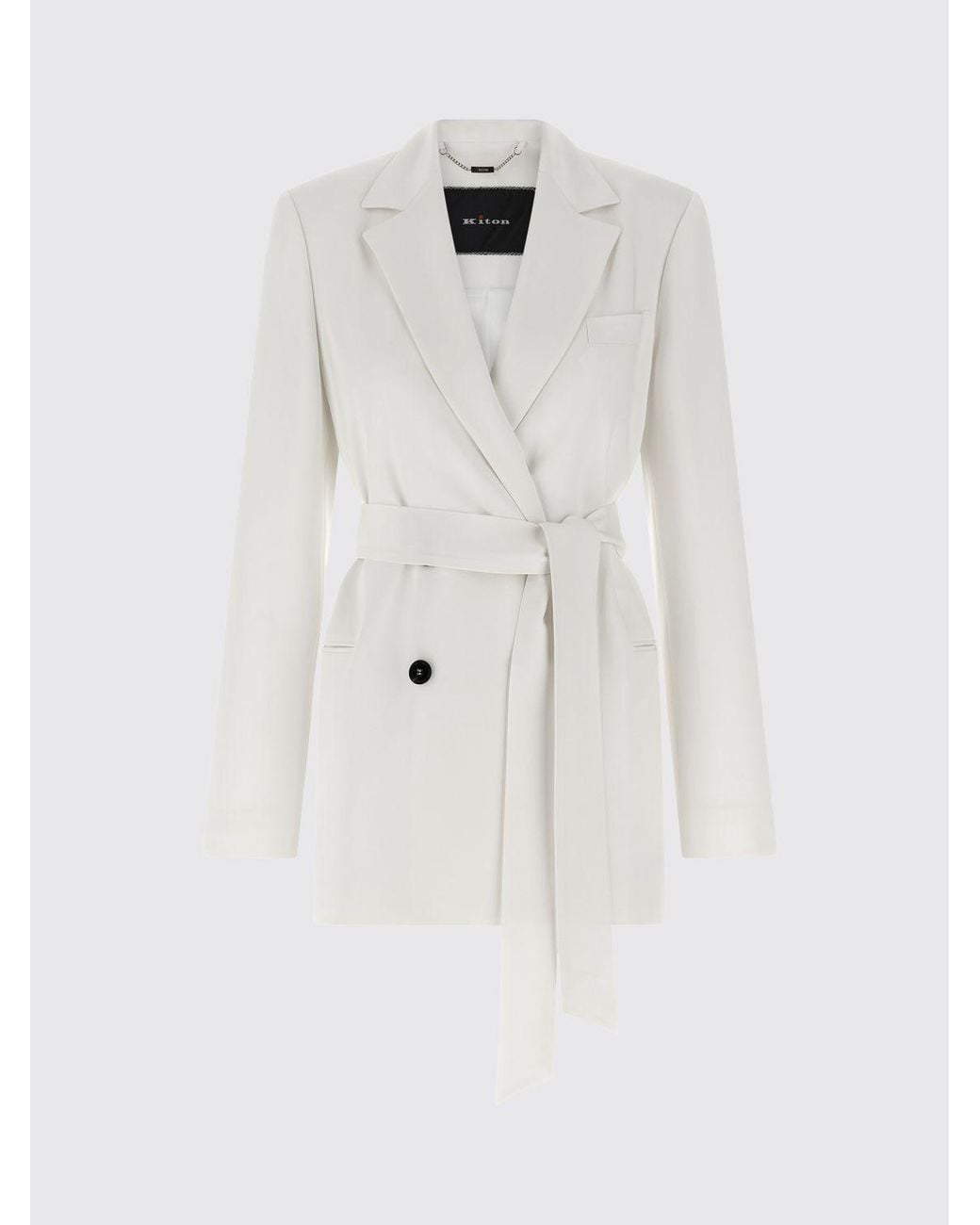 Blazer Con Cinturón De Seda Kiton de color White