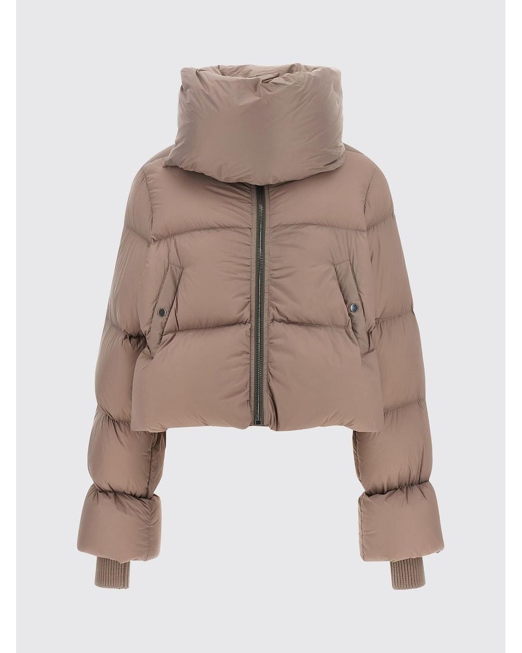 Rick Owens Pink Short Water-Repellent Quilted Nylon Puffer Jacket With Funnel Neck