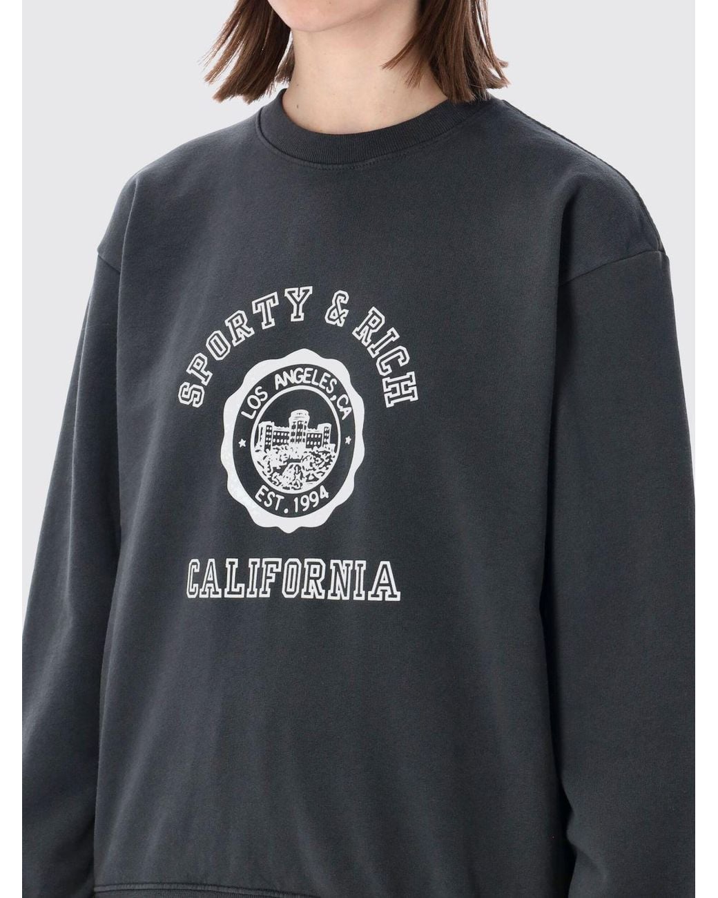 Sporty & Rich Gray Sporty &Amp Rich Crewneck Sweatshirt With Logo
