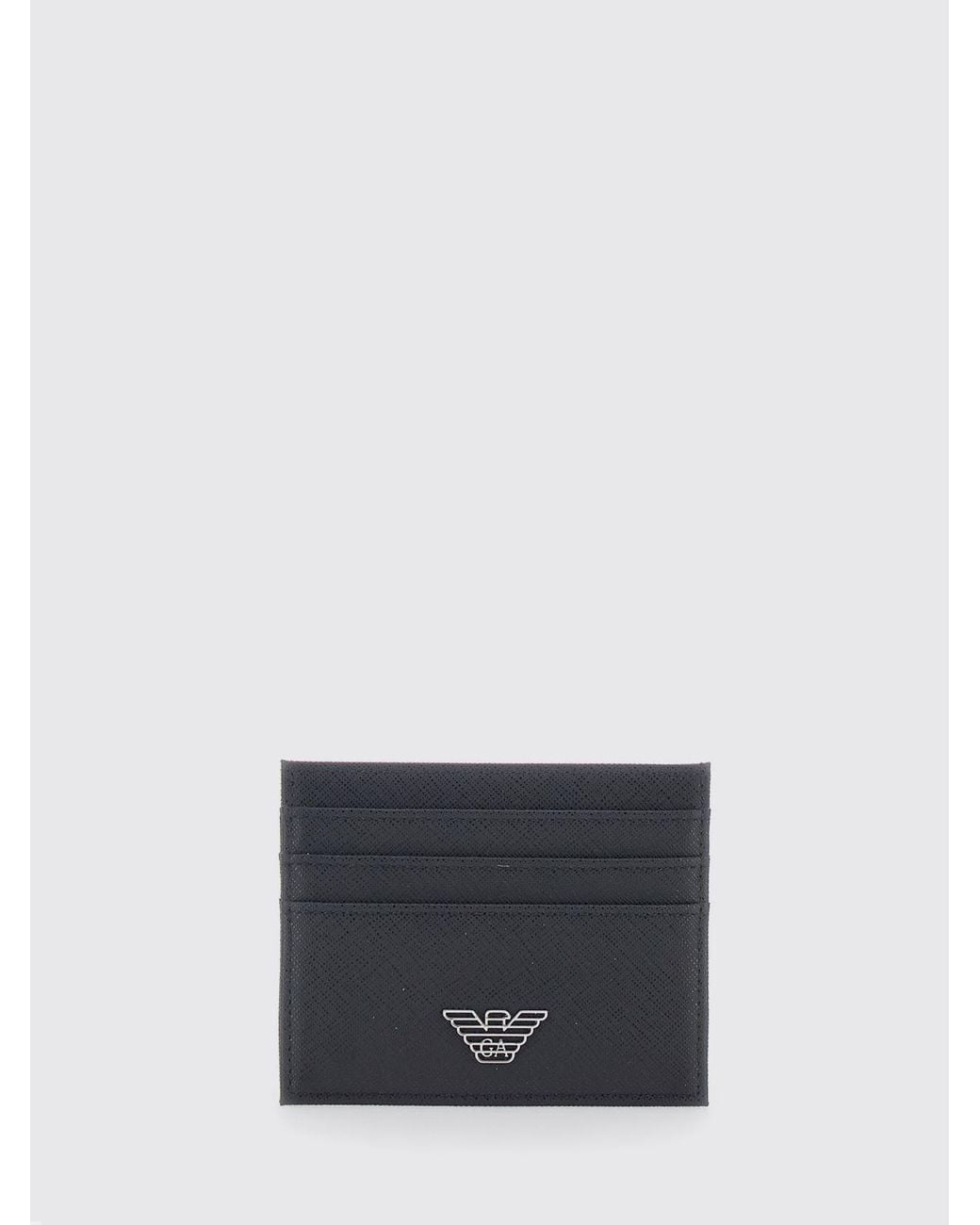 Emporio Armani White Flat Regenerated Leather Card Holder With Six Card Slots for men