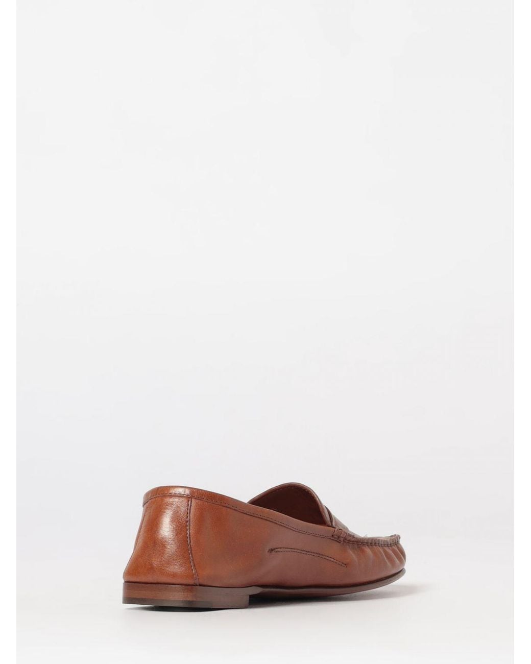 Versace Brown Aged Leather Guanto Loafers