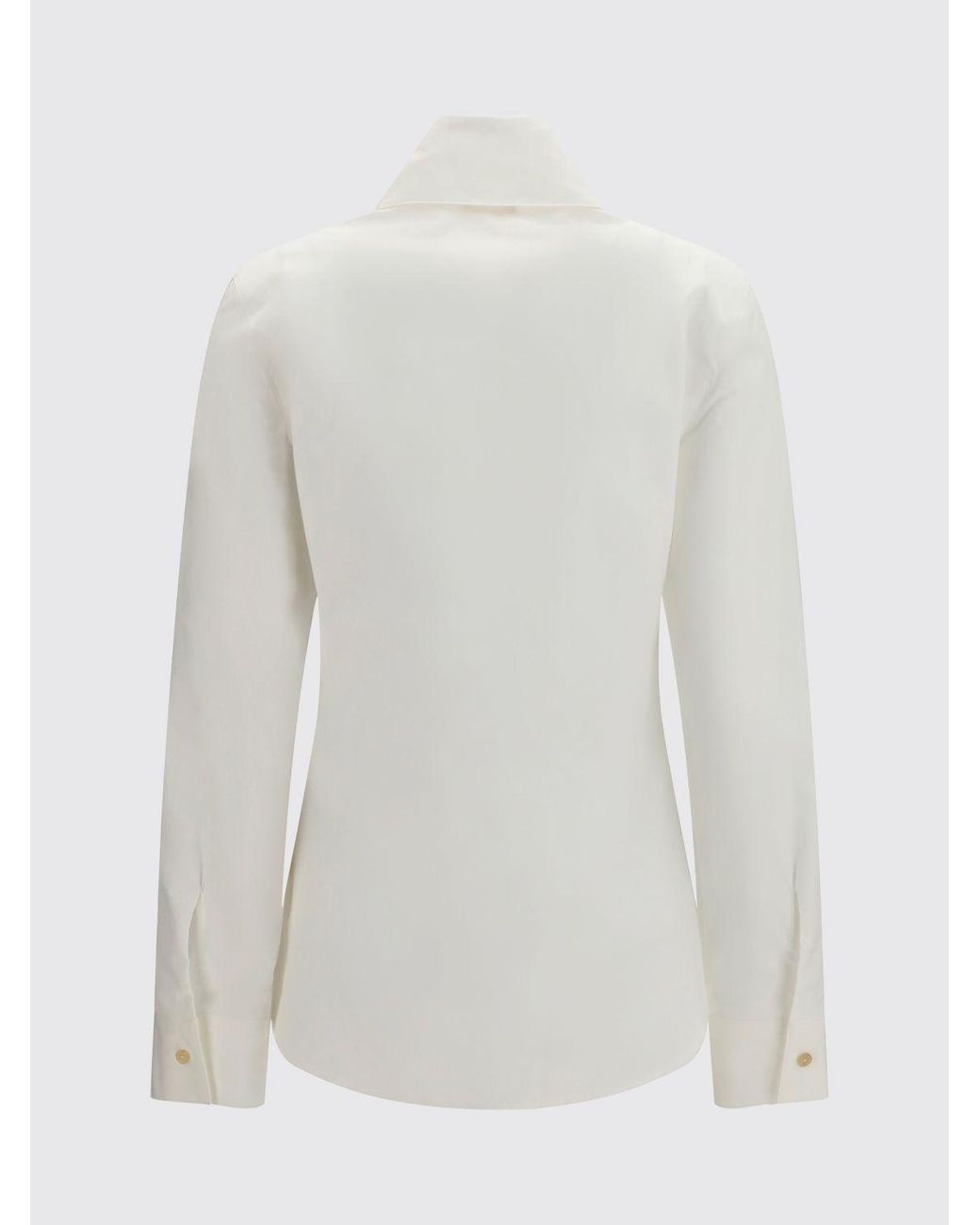 Khaite White Slim-Fit Cotton Shirt With Point Collar And Curved Hem