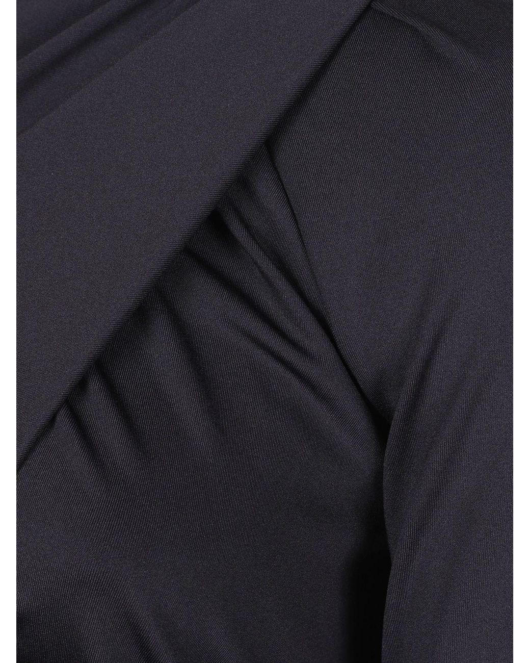 Victoria Beckham Blue Asymmetrical Draped-Jersey Long-Sleeved Midi Dress