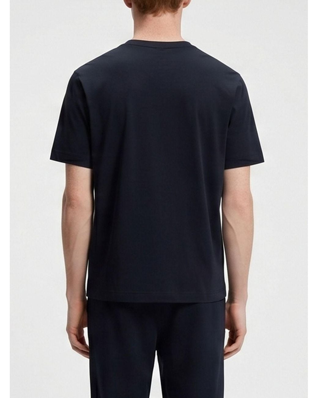Boss Black Crew Neck Stretch-Cotton T-Shirt With Contrast Chest Logo for men