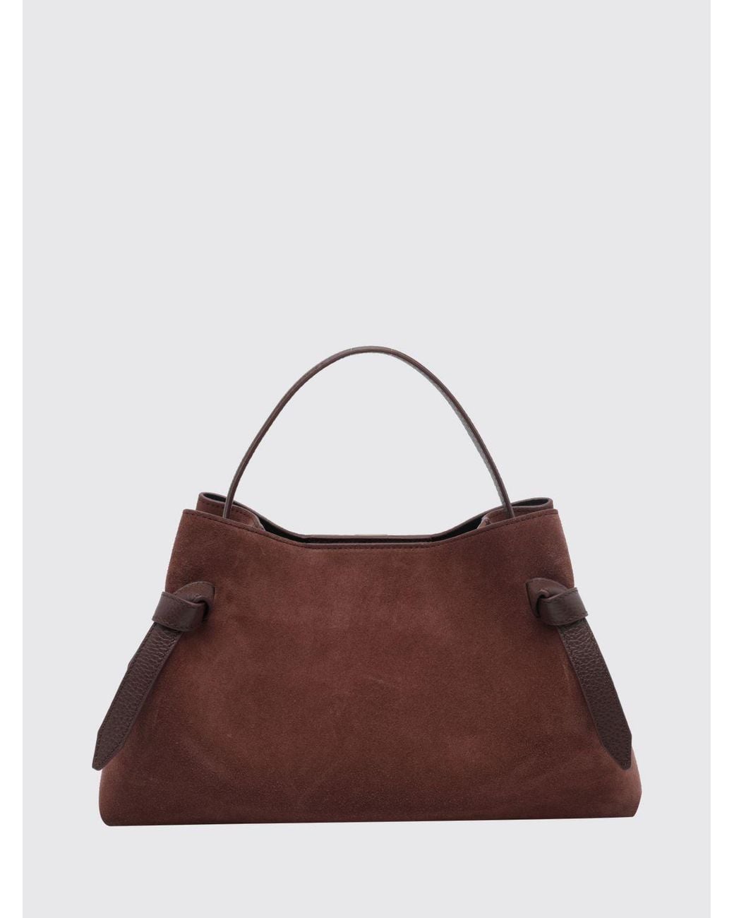 Yuzefi Brown Flared Suede Calfskin Leather Handbag