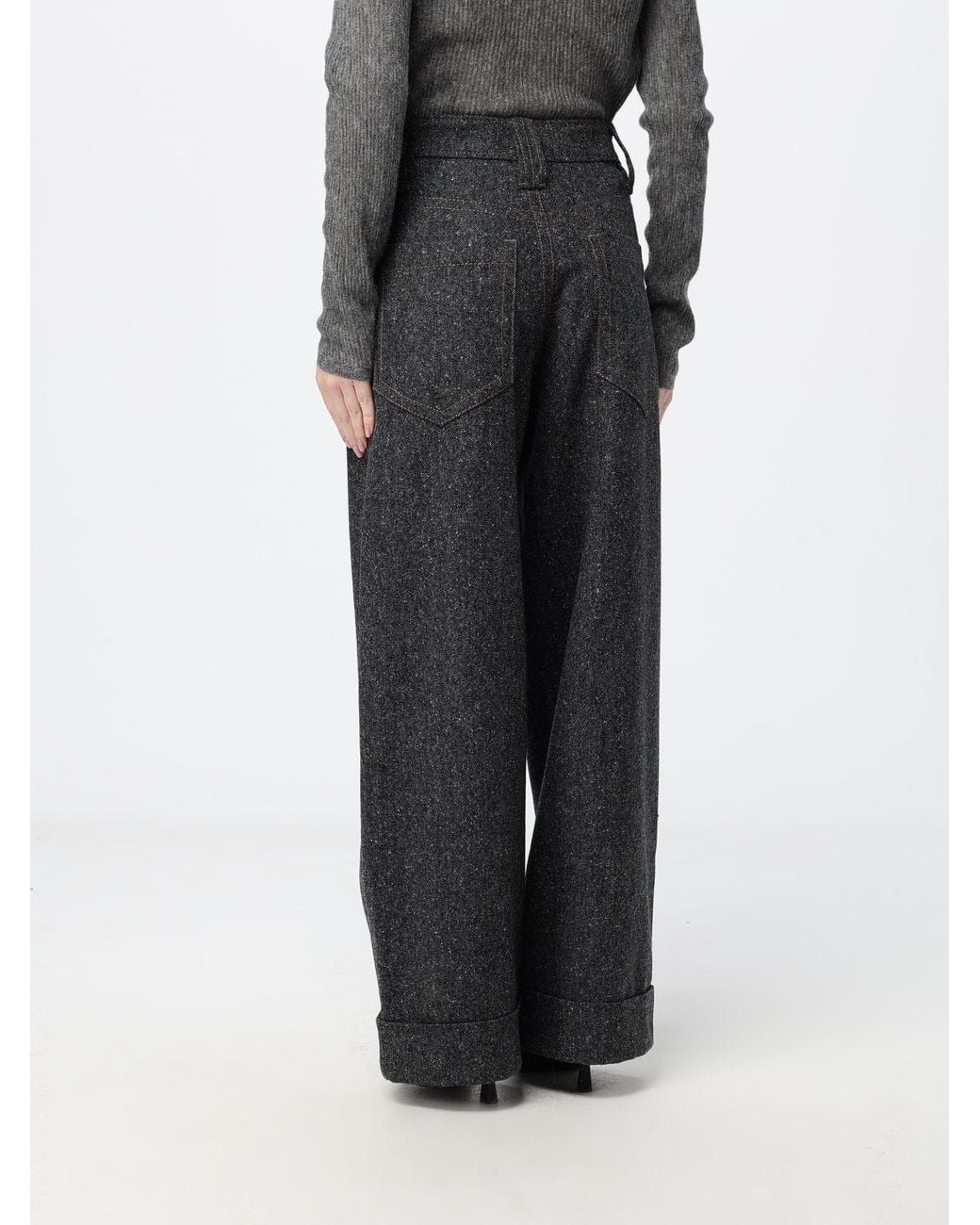 Brunello Cucinelli Black High-Waisted 5-Pocket Wool Blend Trousers