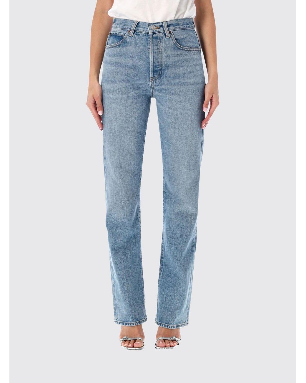 FRAME Blue The Vertical High-Waisted Straight Jeans