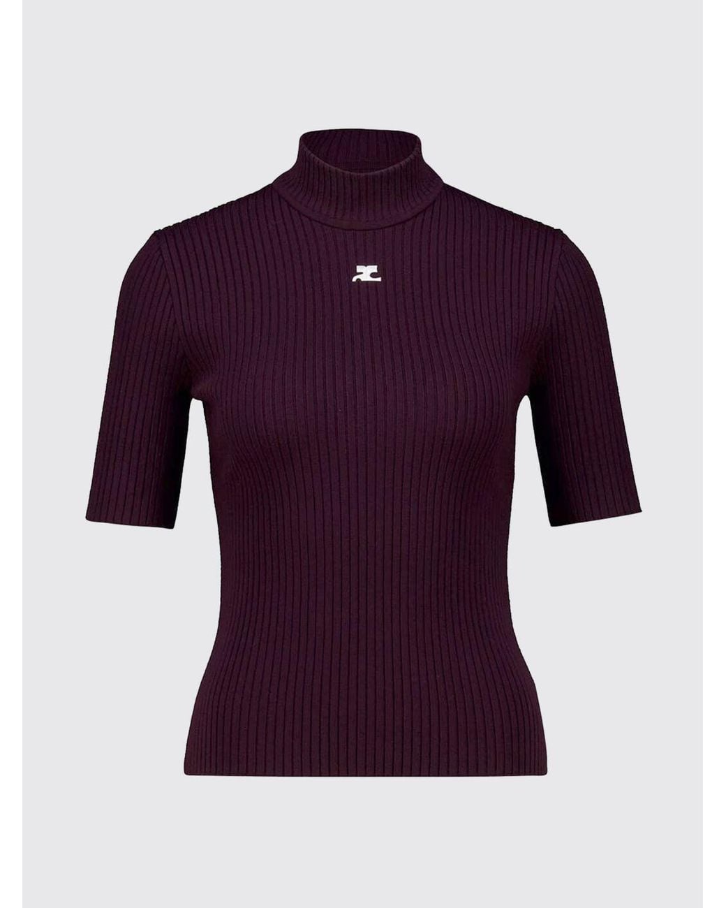 Courreges Purple CourrÈ Ges Slim Fit Short-Sleeved Viscose Mock Neck Top With Logo
