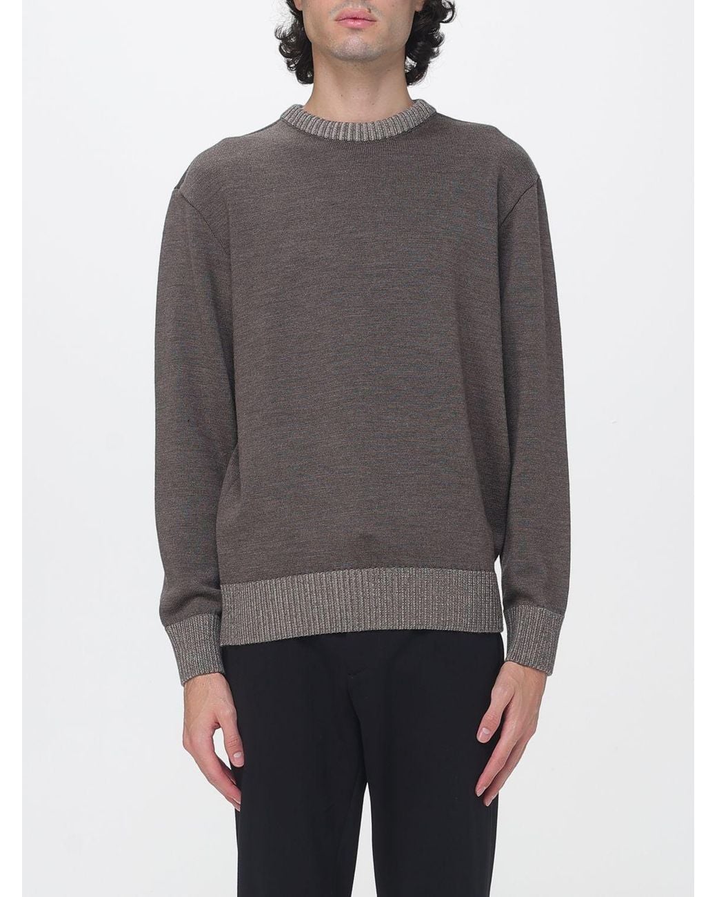 Paul & Shark Gray Paul &Amp Shark 100% Wool Crewneck Jumper With Ribbed Trims for men