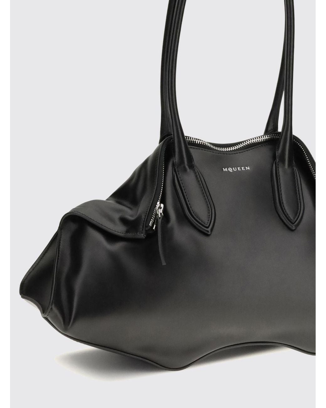 McQueen Black Calf Leather Shoulder Bag