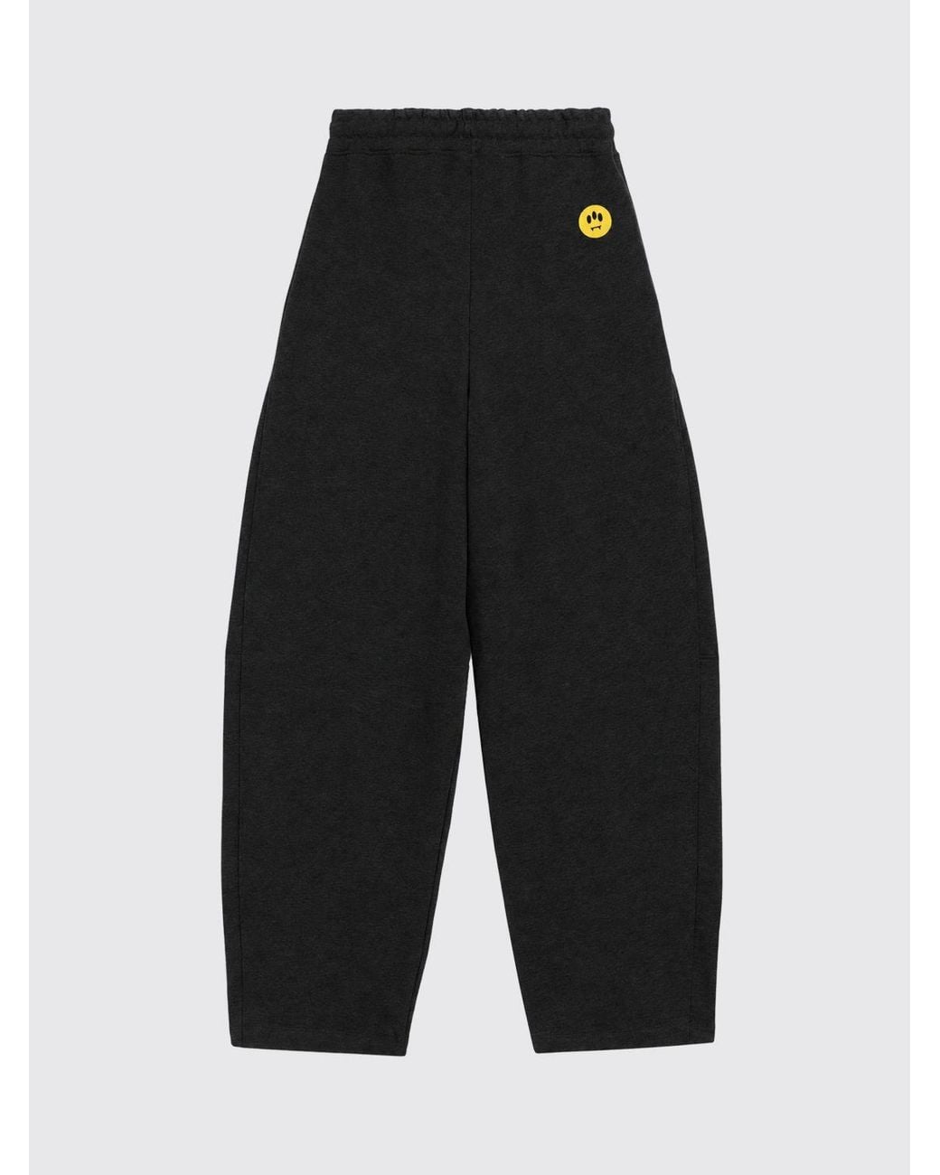 Barrow Black Wide-Leg High-Waisted Cotton Jogging Trousers With Drawstring