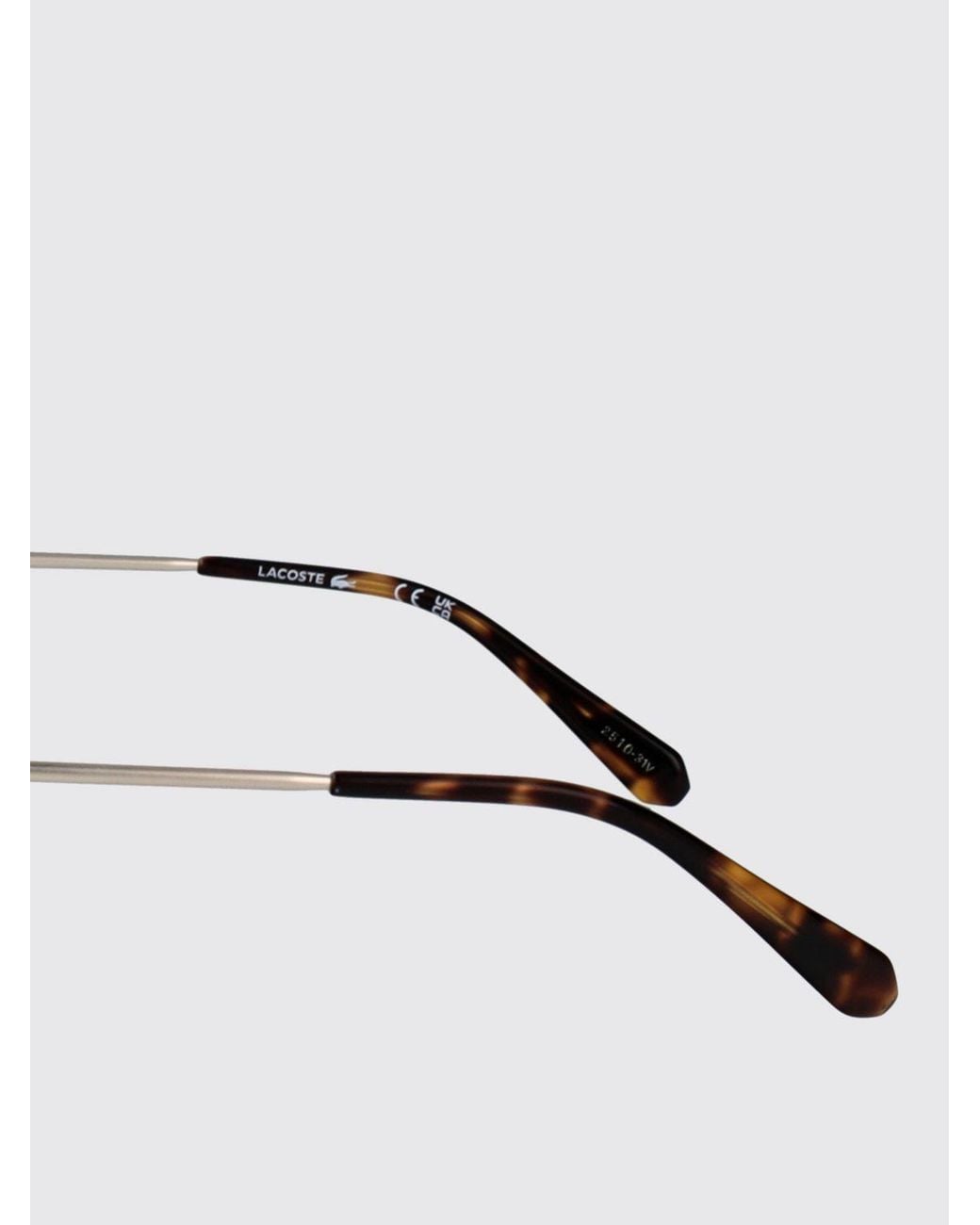 Lacoste Metallic Metal Aviator Sunglasses With Amber Lenses And Embossed Logo for men