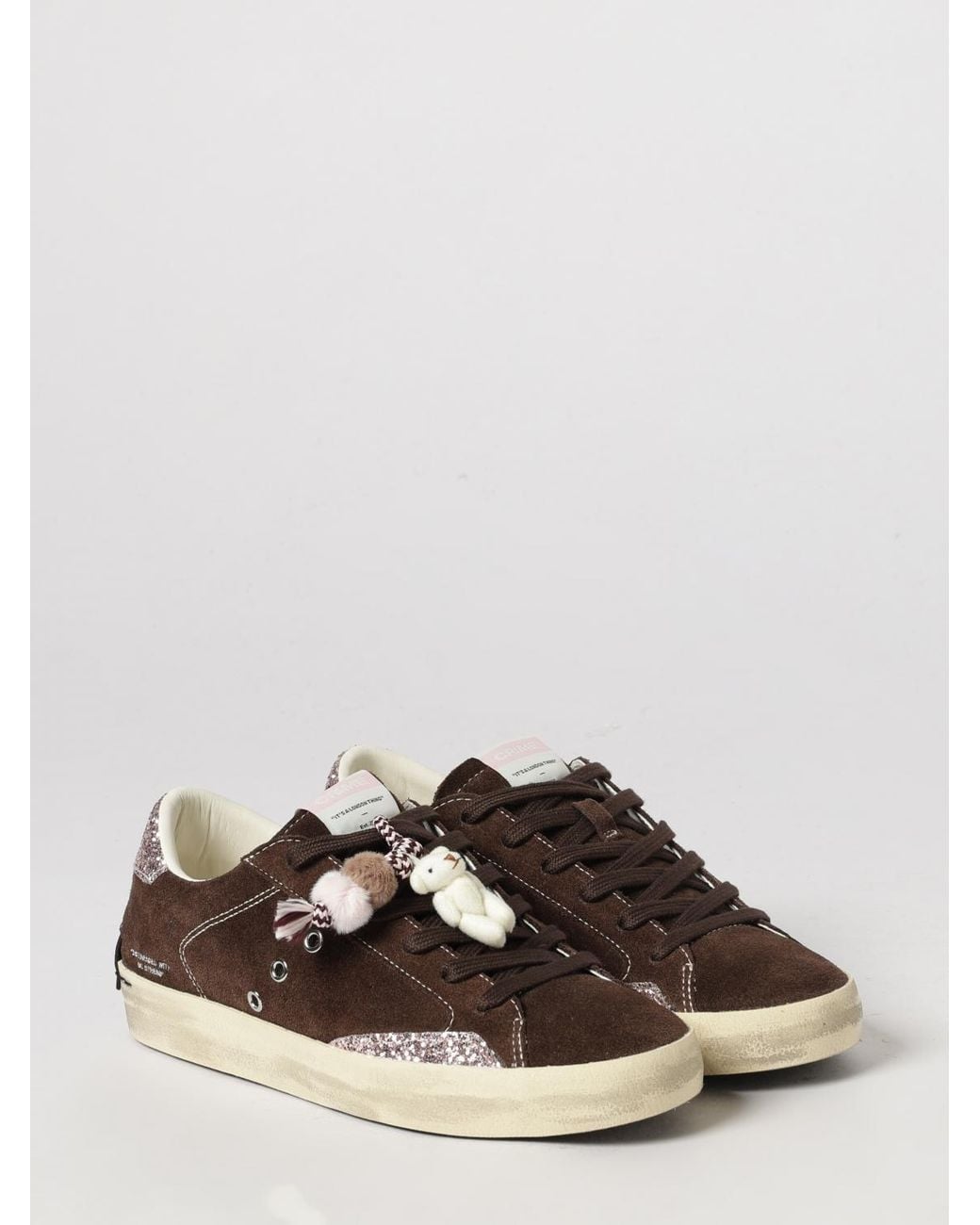 Crime London Brown Distressed Bicolor Low-Top Sneakers