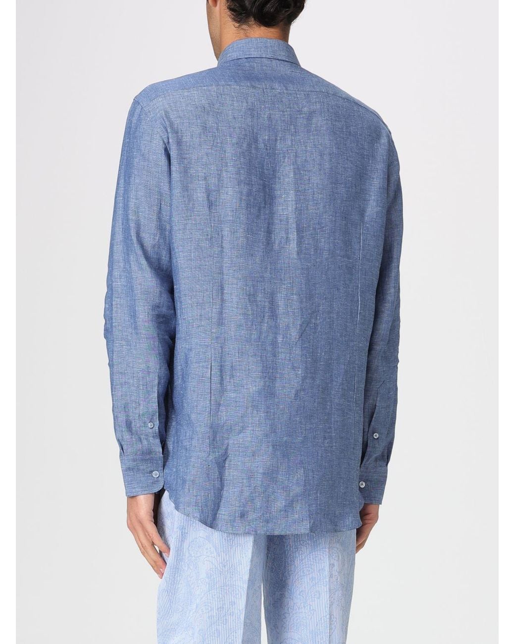 Etro Blue Linen Shirt for men