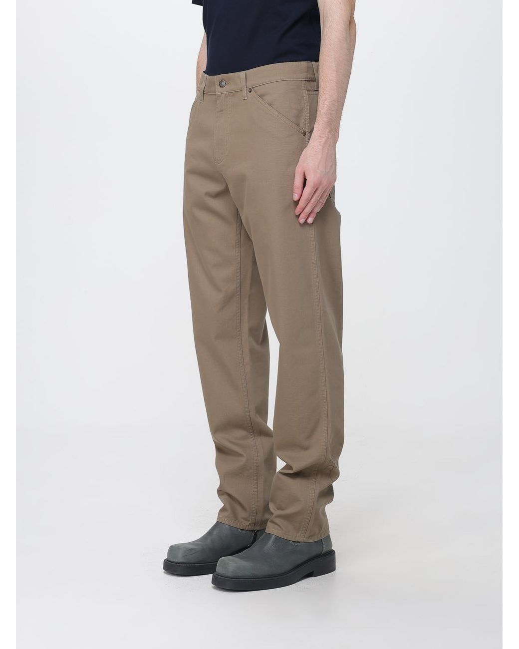 Burberry Gray Straight-Leg Cotton Trousers With Mid-Rise Waist And Belt Loops for men