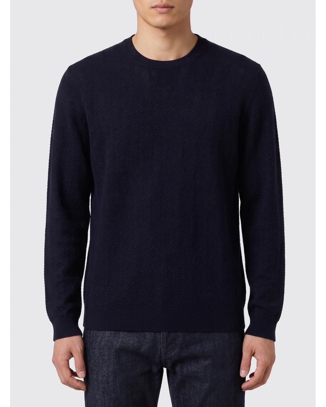Giorgio Armani Blue Cotton And Silk Crewneck Sweater for men