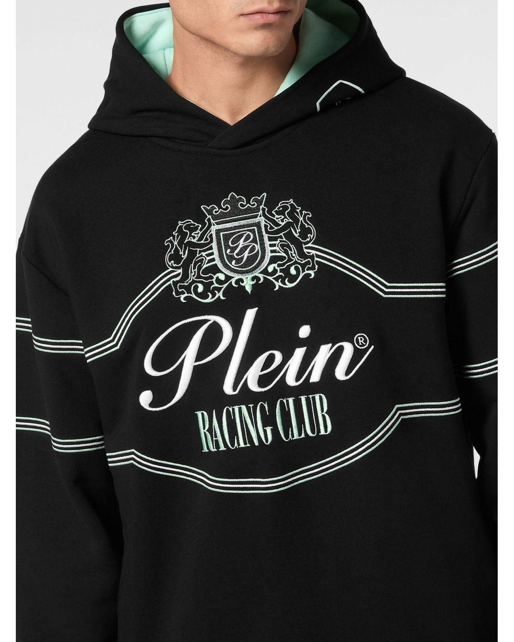Philipp Plein Black Relaxed Fit Cotton Hoodie With Embroidered Logo for men