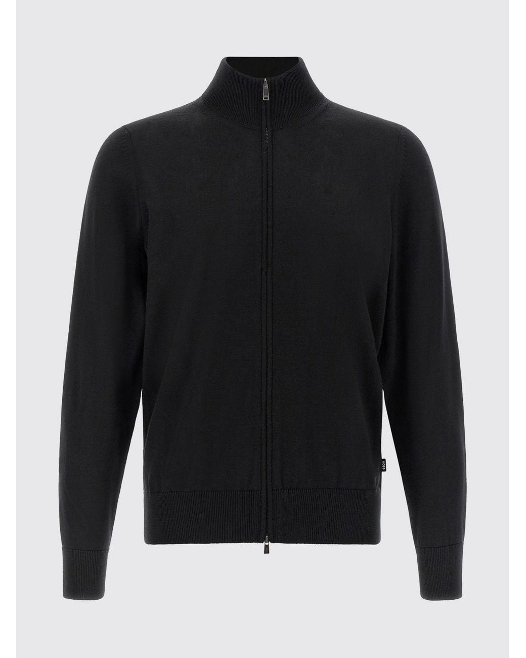 Boss Blue Slim Fit Virgin Wool Turtleneck Cardigan With Zip Closure for men