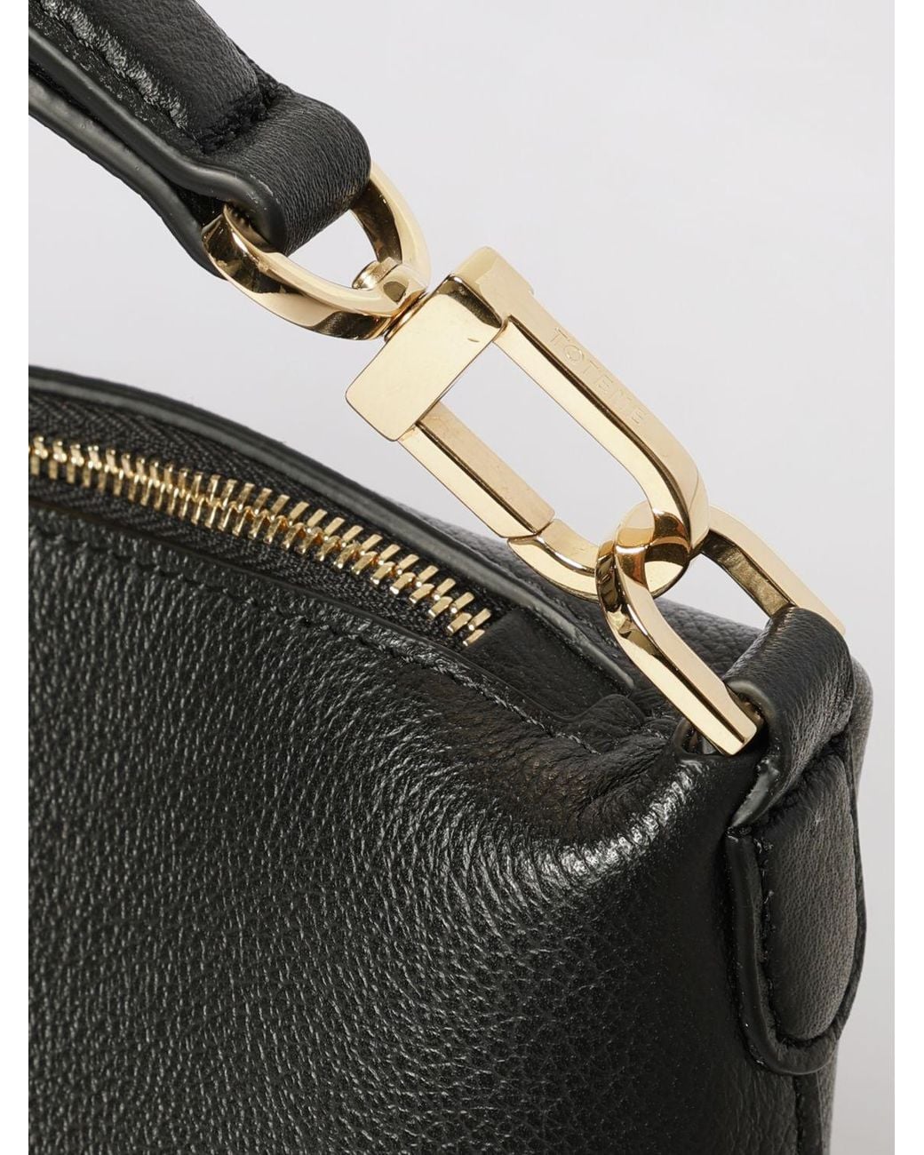 Totême Black Medium Bevel Grained Leather Bag
