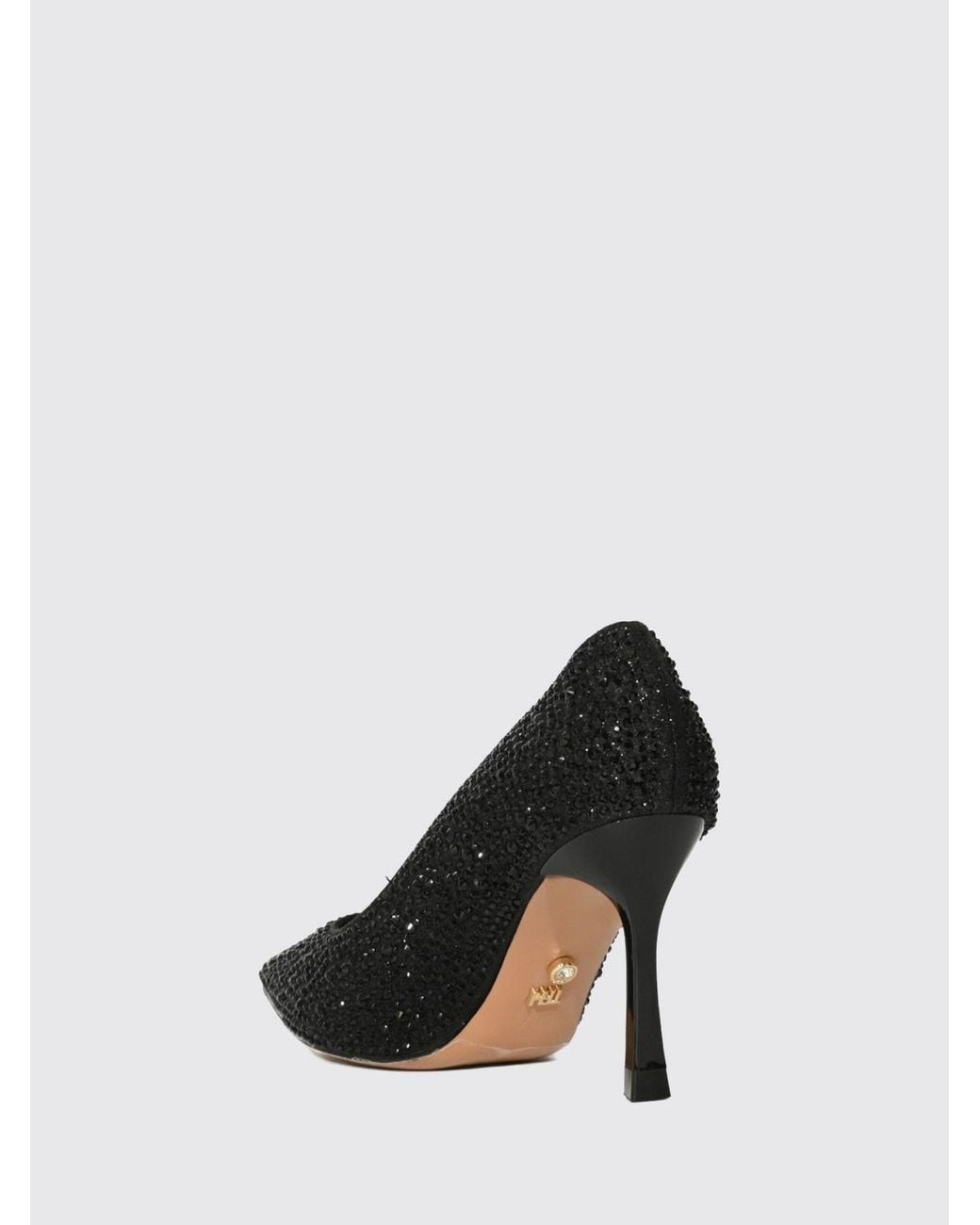 Twentyfourhaitch Black Crystal-Covered Polyester Pumps