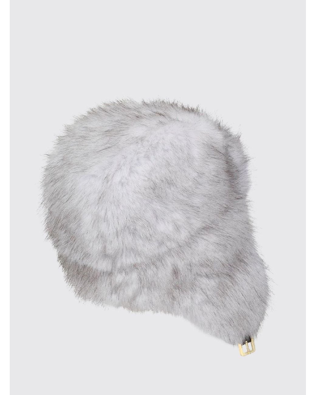 Karl Lagerfeld Gray Bicolour Monogram Pattern Faux Fur Beanie