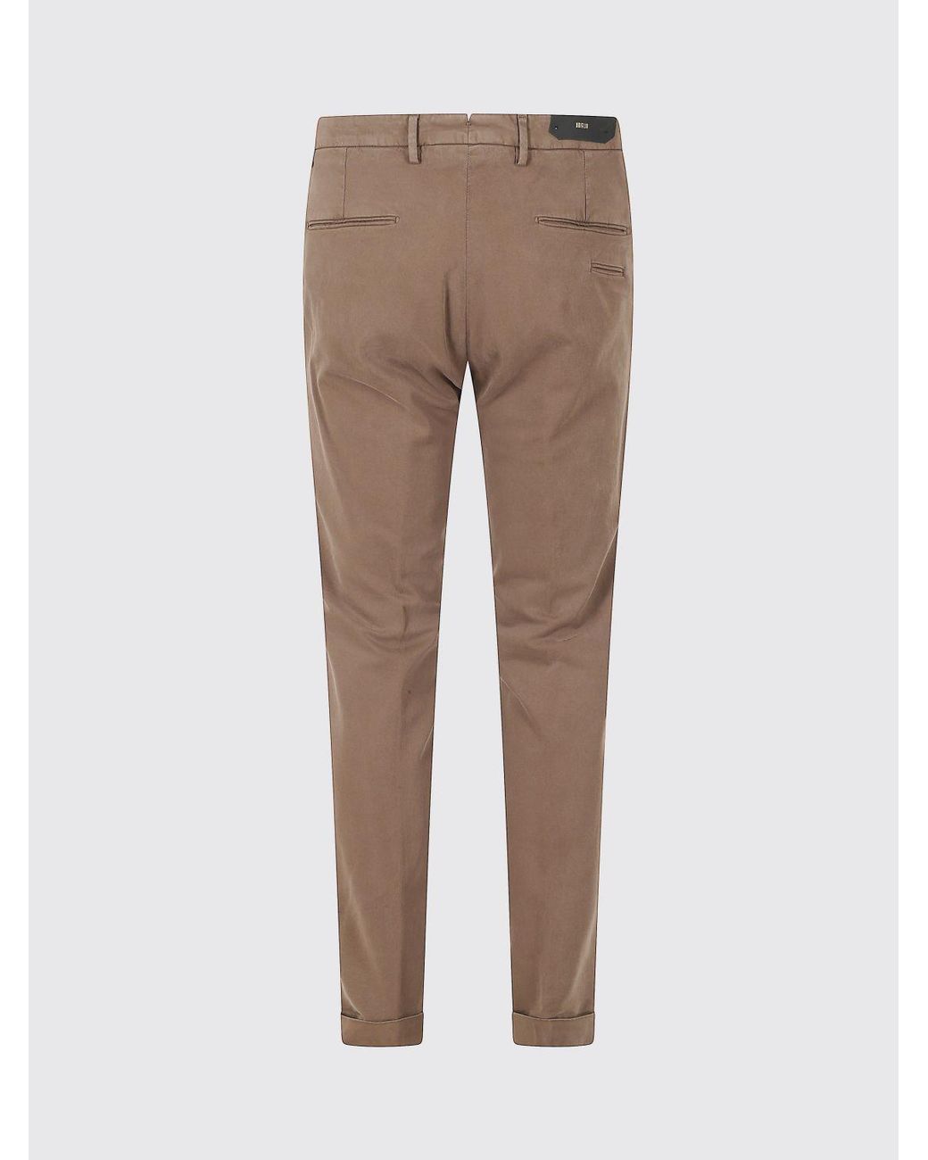 Briglia 1949 Brown Slim Fit Pleated Cotton Tailored Trousers for men