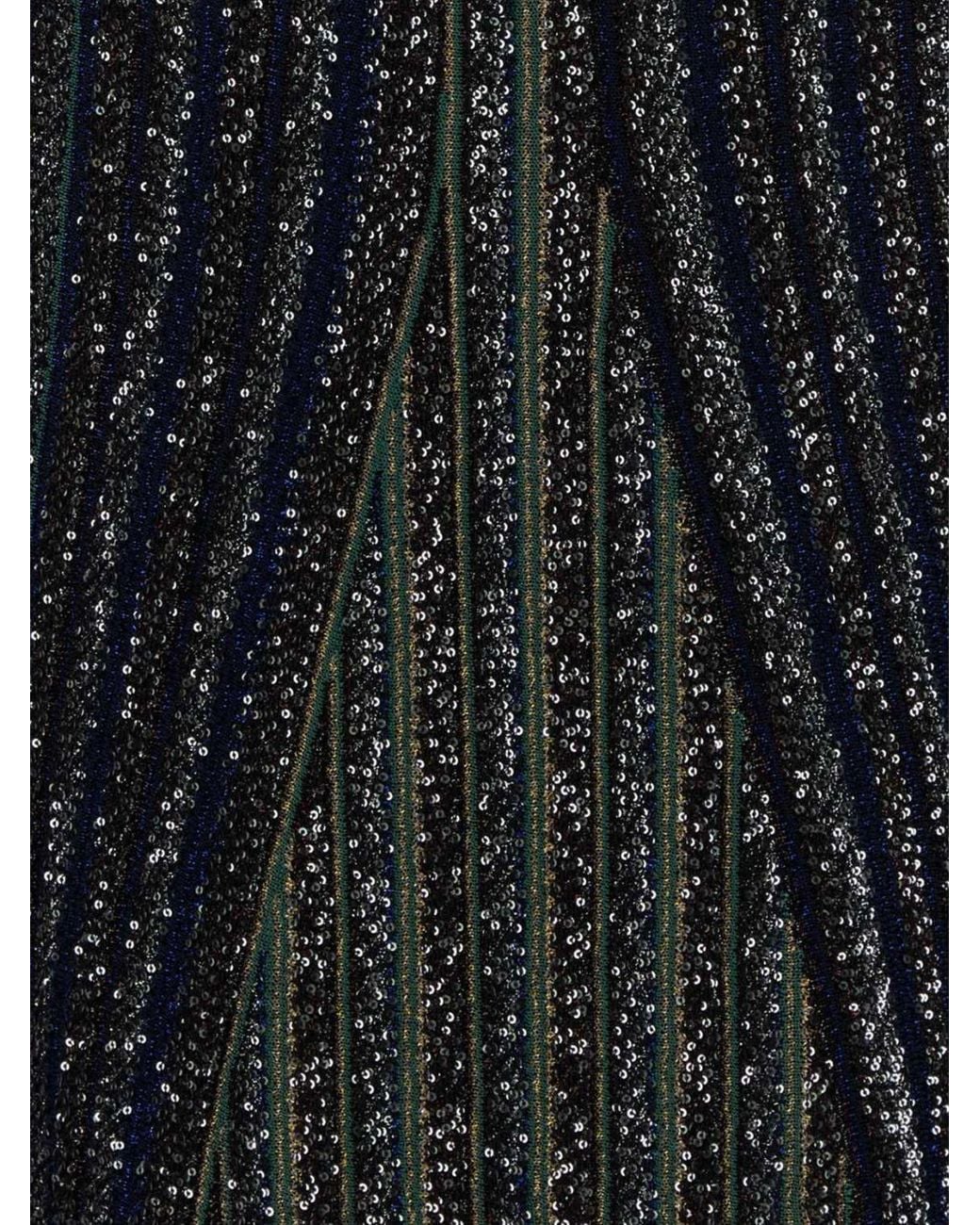 Missoni Blue Long Striped Lurex Sheath Dress With Sequins